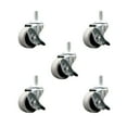 thumbnail image 1 of 2 Inch Thermoplastic Wheel 8mm Threaded Stem Caster Set with Brakes Set of 5, 1 of 2