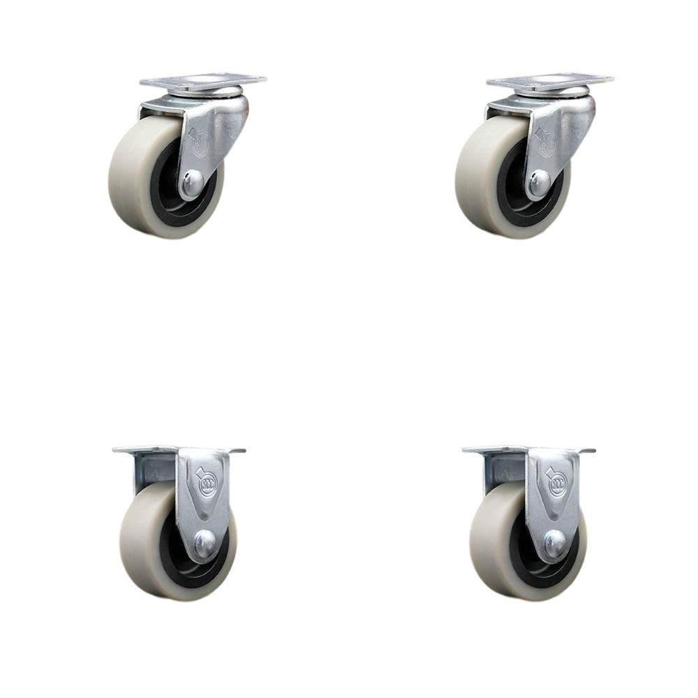 2 Inch Thermoplastic Wheel Top Plate Caster Set 2 Swivel 2 Rigid ...