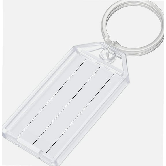 2 Inch Tough Plastic Key Tags White Item Identifiers with Blank Paper Labels Transparent Covers and Split Rings, 20 Pack