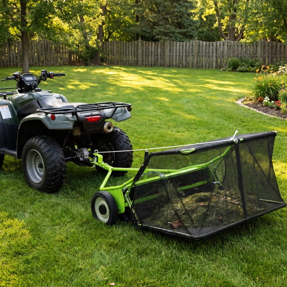 2-Inch Tow-Behind Lawn Sweeper for Riding Mower – 14 cu.ft. Debris ...