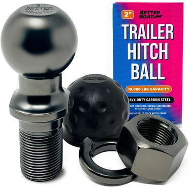 2 Inch Trailer Ball Hitch, 10000lbs Capacity, 1 1/4" Shank Diameter, 2" Long, Marine Grade Tow Ball for Boats or Towing