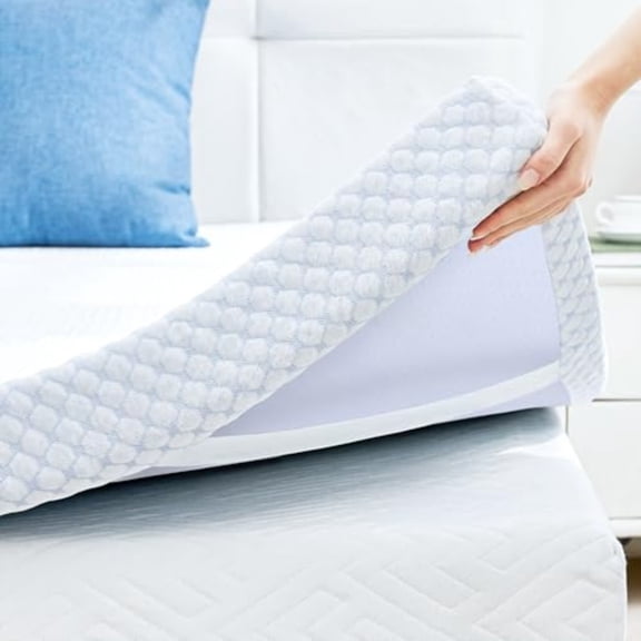 2 Inch Twin Cooling Memory Foam Mattress Topper for Pressure Relief Thick Bed Mattress Pad with Cooling Soft Cover and Adjustable Straps CertiPUR-US Certified