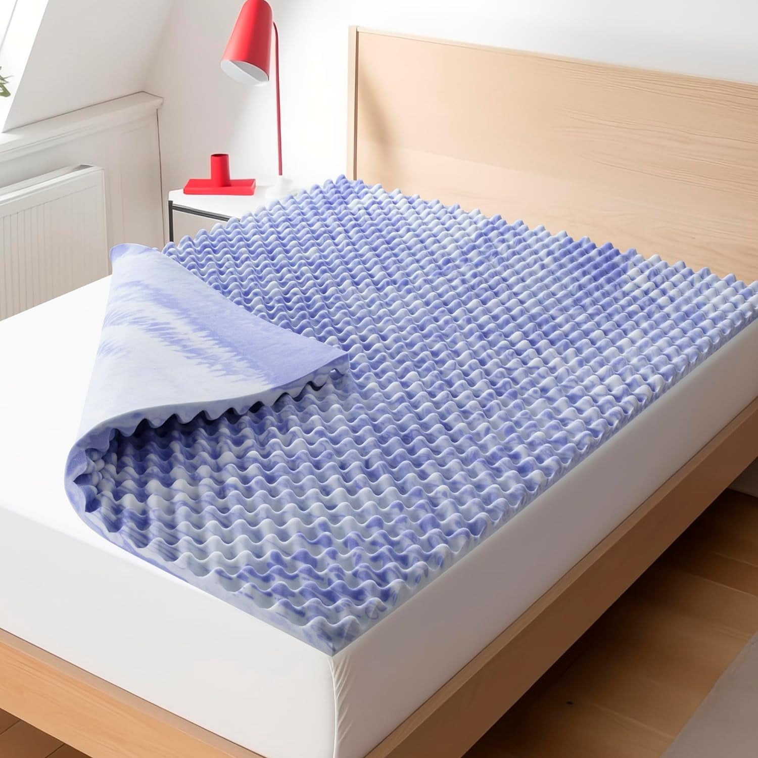 2 Inch Twin Purple Memory Foam Mattress Topper, Cooling Gel Foam