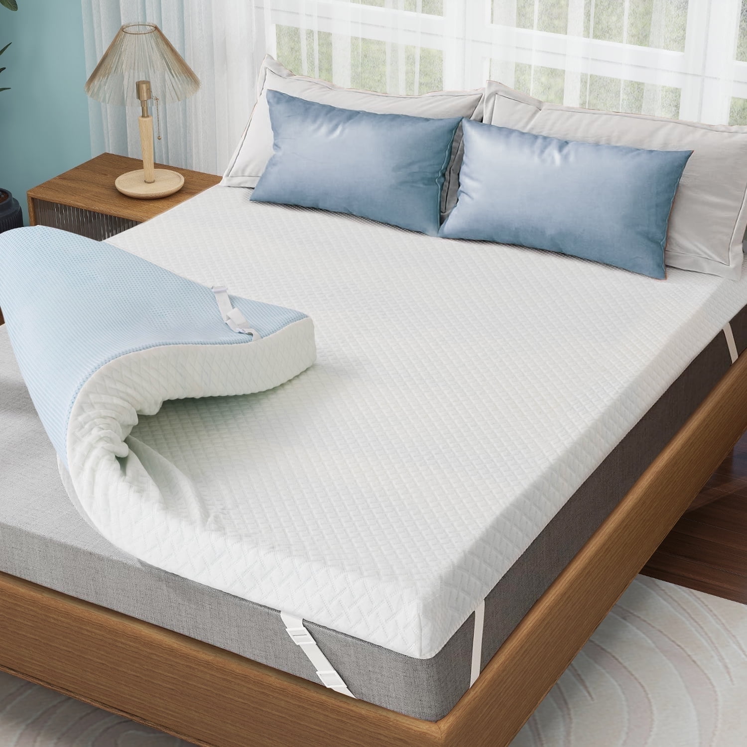 2 Inch TwinXL Mattress Topper With Cover, Foam Mattress Topper for Back Pain, Gel Infused Mattress Pad