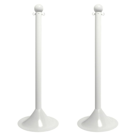 2 Inch White Light Duty Stanchion (2 Pk)
