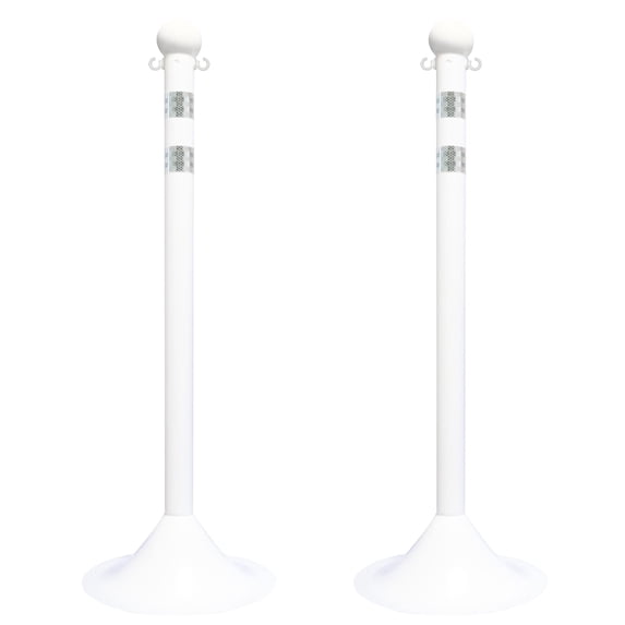 2 Inch White Reflective Light Duty Stanchion (2 Pk)