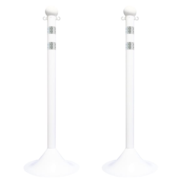 2 Inch White Reflective Light Duty Stanchion (2 Pk)