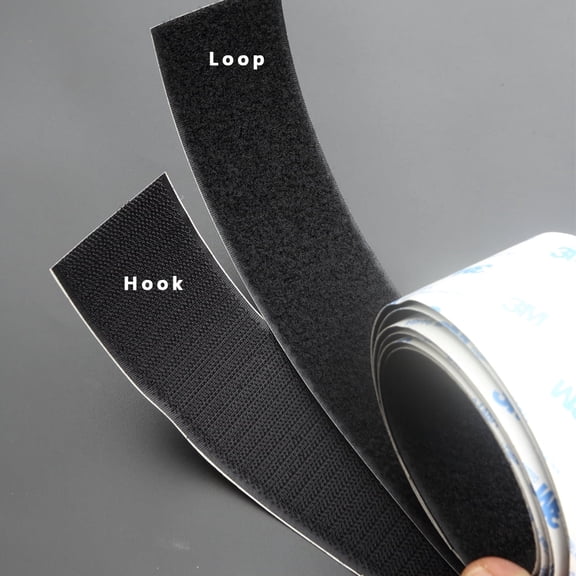 2-Inch Wide Black Sticky Back Fastener - 1M Roll Heavy Duty Hook and Loop for Holiday & Car Decor
