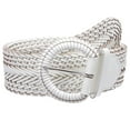 thumbnail image 1 of 2 Inch Wide Genuine Leather Braided Woven Round Belt, 1 of 3