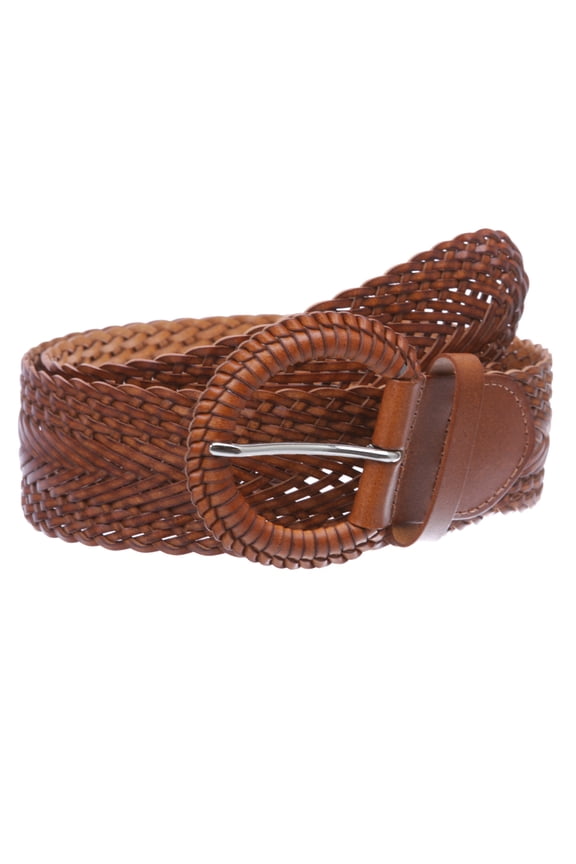 2 Inch Wide Genuine Leather Braided Woven Round Belt