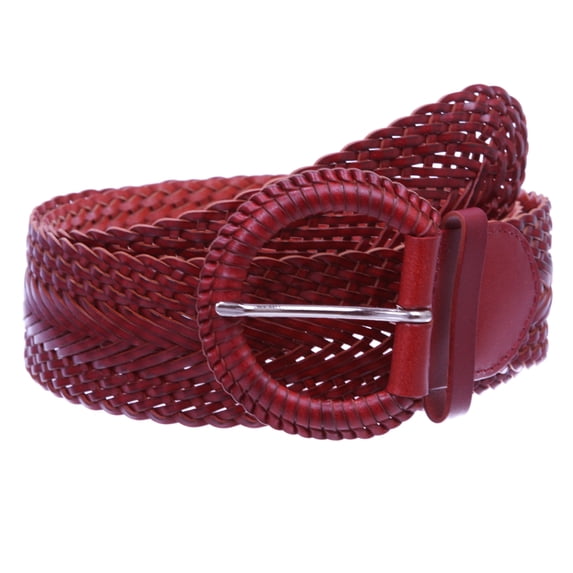 2 Inch Wide Genuine Leather Braided Woven Round Belt