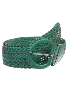 2 Inch Wide Genuine Leather Braided Woven Round Belt