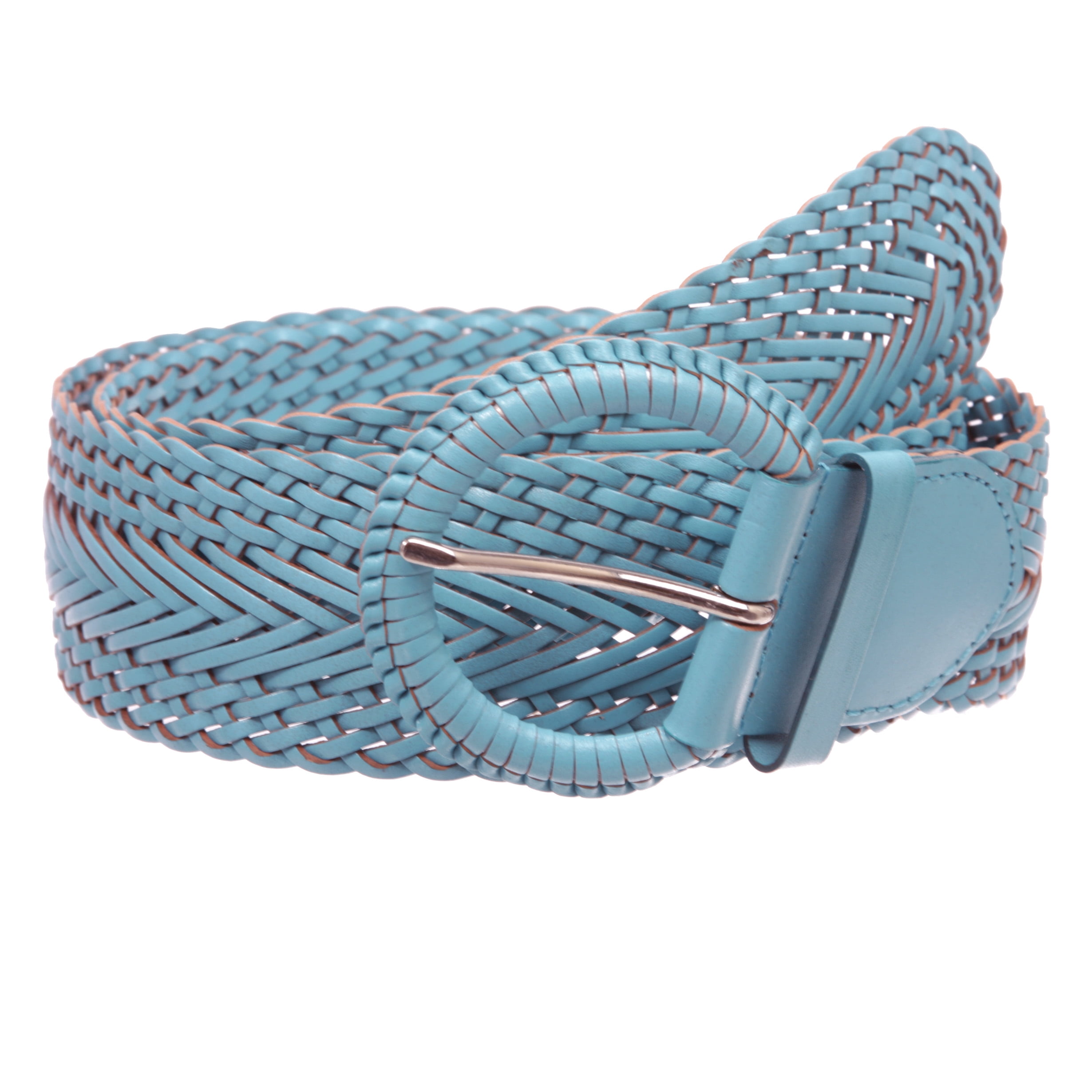 Genuine Bonded Leather Braided Woven Round Belt 2 Inch Wide 2 Inch Wide Genuine Leather Braided Woven Round Belt  main image 2