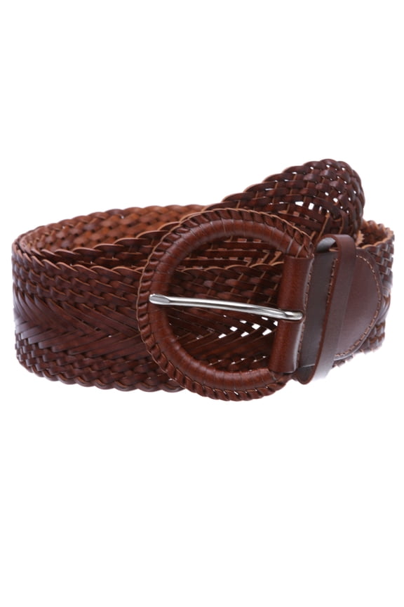 2 Inch Wide Genuine Leather Braided Woven Round Belt