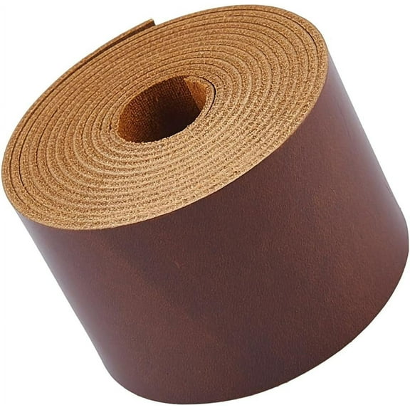 2 Inch Wide Genuine Leather Strips 1.8mm Thick Cowhide Leather Strap 2m Long Full Grain Soft Flat Leather Cord Cattle Hide Strings for DIY Crafts Tooling Coconut Brown