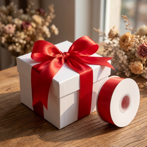2 Inch Wide Polyester Satin Ribbon, Smooth Textile Decorative Binding Tape, Multipurpose Fabric Strap for Gift Wrapping,Holiday Bow Making and Party Scene Decoration