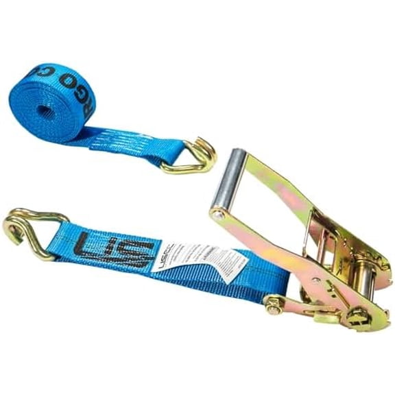 2 Inch Wide x 18 Foot Long Heavy Duty Ratchet Strap with J Hooks, Blue Weather Resistant Webbing, 3,333 Pound Working Load Limit$$Tools & Hardware Other