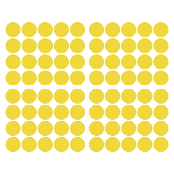2 Inch Yellow Vinyl Dot Decals Durable for floors with heavy foot traffic - Pack of 80