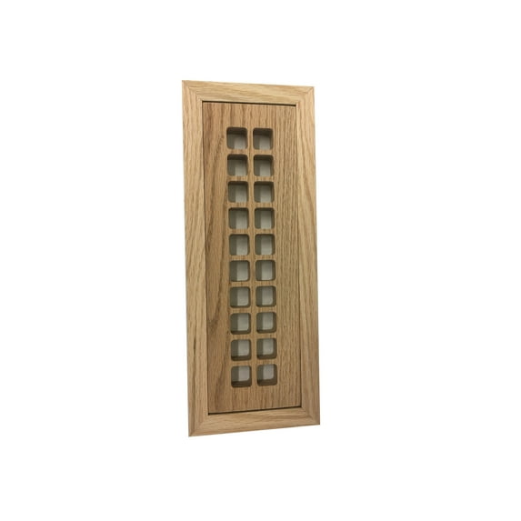 2 Inch x 10 Inch White Oak Hardwood Vent Floor Register Flush Mount, Eggcrate Style, Unfinished