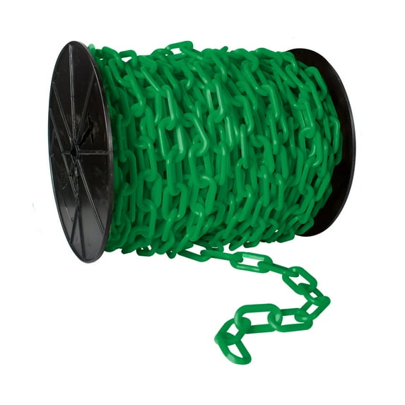 2 Inch x 100 Feet Green Heavy Duty Plastic Safety Chain Reel