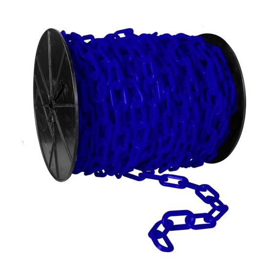 2 Inch x 100 Feet Traffic Blue Heavy Duty Plastic Safety Chain Reel