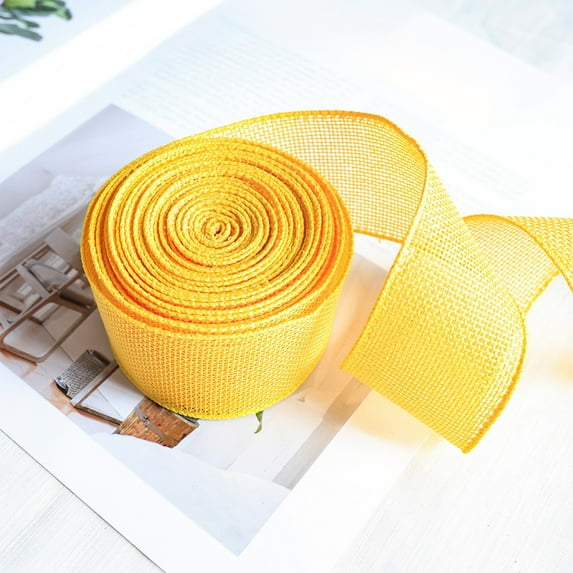 2 Inch x 157 Inch Lace Edge Ribbon, Imitation Linen Craft Ribbon with Double-Sided Texture & Soft Wire Edges, Extra Wide Decorative Ribbon for Gift Wrapping, Party Decor, Handmade Bows, Wedding Crafts