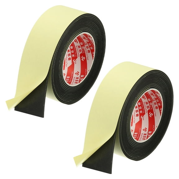 2 Inch x 16.4 Ft Weather Stripping Door Seal Strip, 2 Roll 2mm Thick EVA Self Adhesive Foam Seal Tape for Door Window Insulation, Black