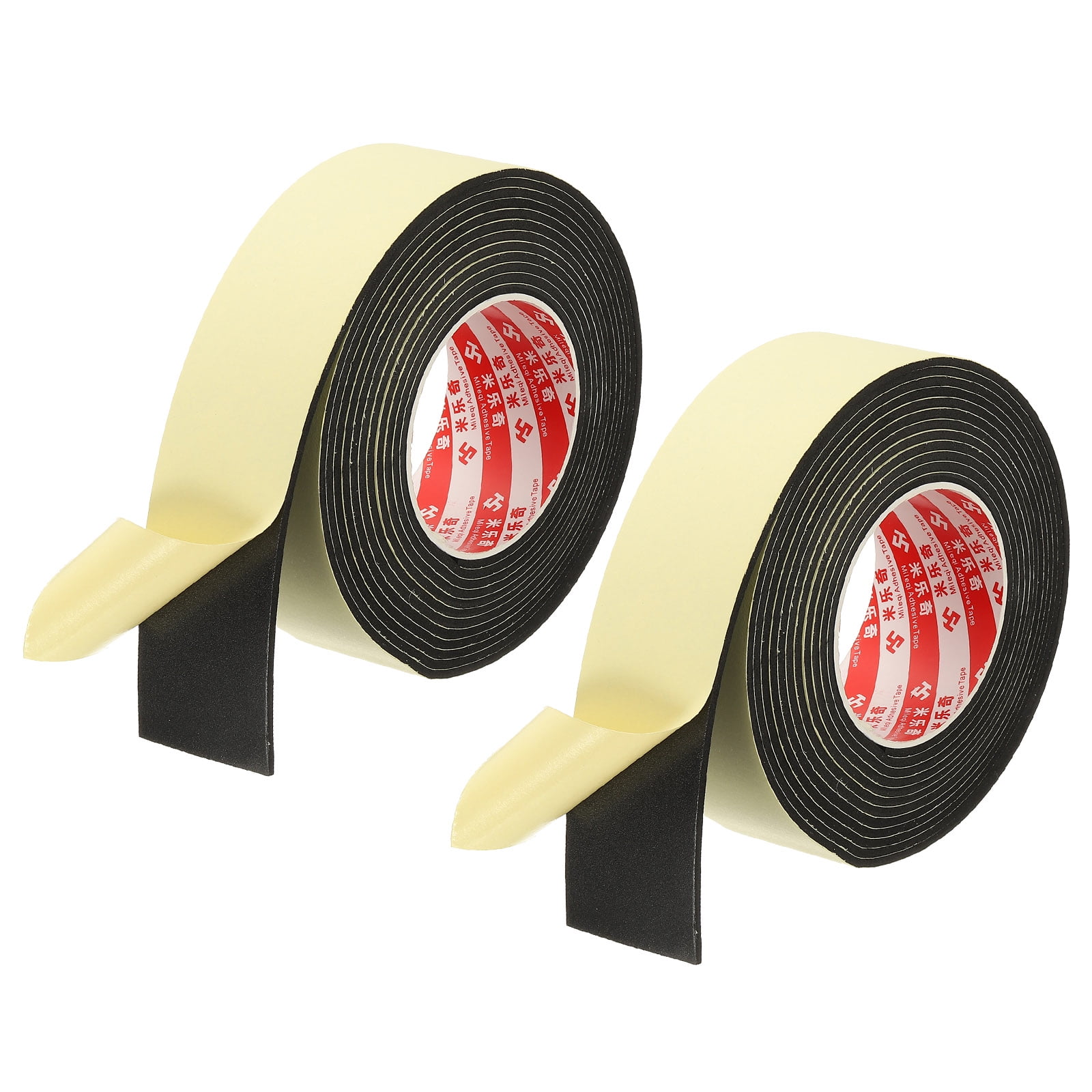 2 Inch x 16.4 Ft Weather Stripping Door Seal Strip, 2 Roll 3mm Thick EVA Self Adhesive Foam Seal Tape for Door Window Insulation, Black