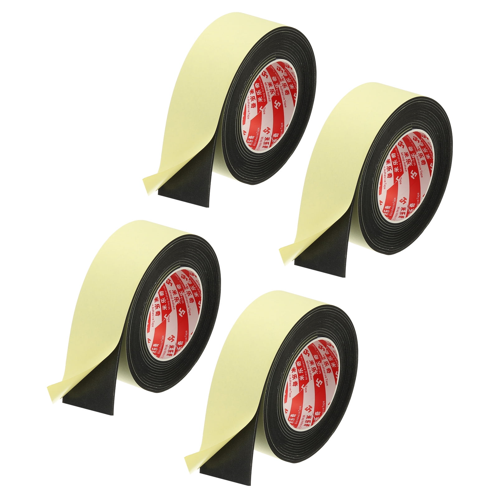 2 Inch x 16.4 Ft Weather Stripping Door Seal Strip, 4 Roll 2mm Thick EVA Self Adhesive Foam Seal Tape for Door Window Insulation, Black