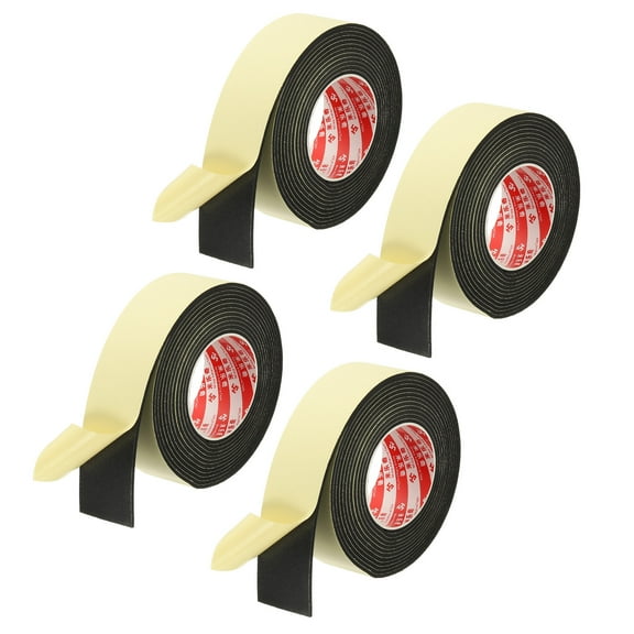 2 Inch x 16.4 Ft Weather Stripping Door Seal Strip, 4 Roll 3mm Thick EVA Self Adhesive Foam Seal Tape for Door Window Insulation, Black