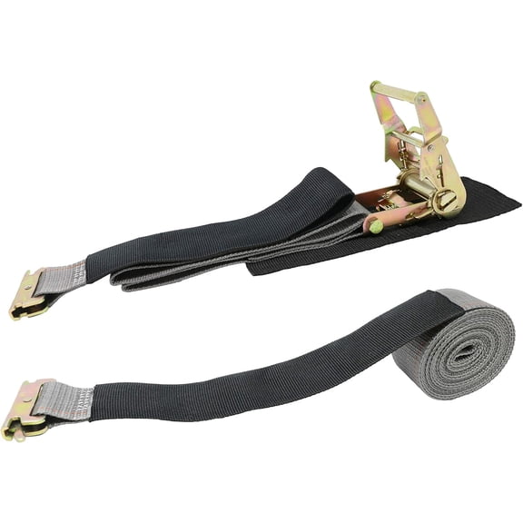 2 Inch x 16 Foot E-Track Ratchet Tie Down, Protective Sleeve On Both Ends, Protective Pad Under Buckle. (Gray)