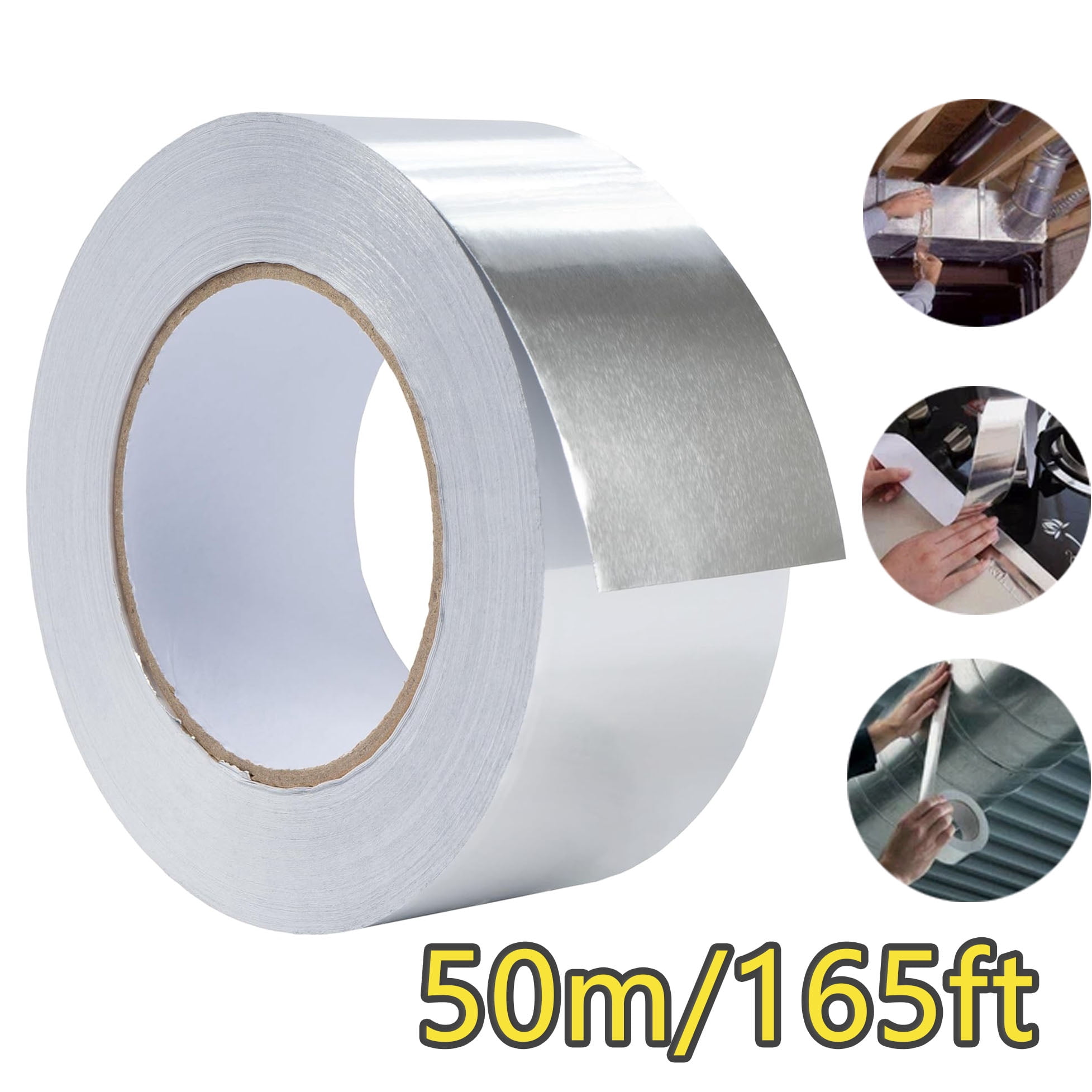 2 Inch x 165 FT Aluminum Foil Tape - Heavy Duty Heat Resistant, Waterproof, High Temp Adhesive for HVAC, Duct, Pipe, Roof & Home Repair.