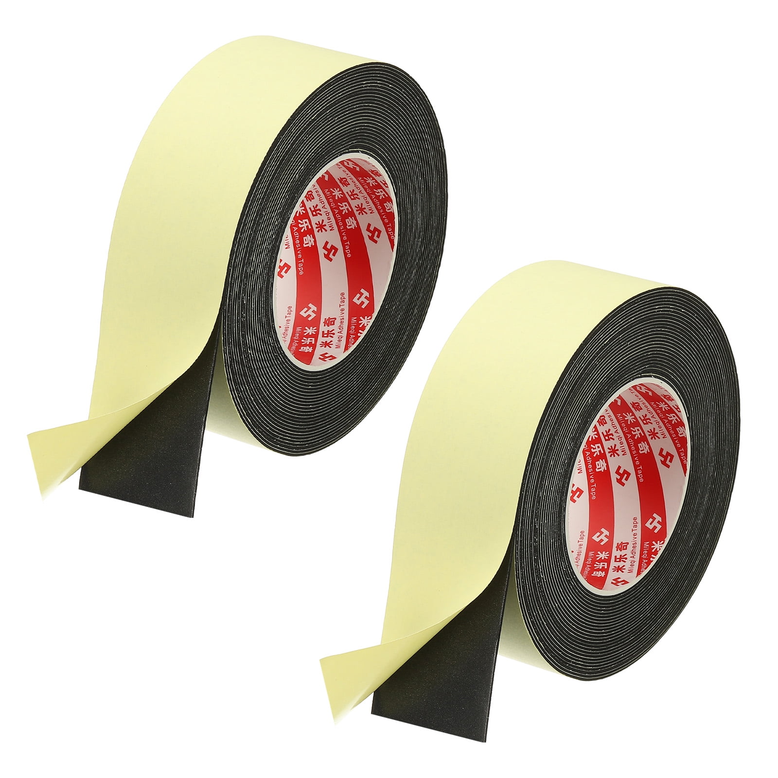 2 Inch x 33 Ft Weather Stripping Door Seal Strip, 2 Roll 1mm Thick EVA Self Adhesive Foam Seal Tape for Door Window Insulation, Black