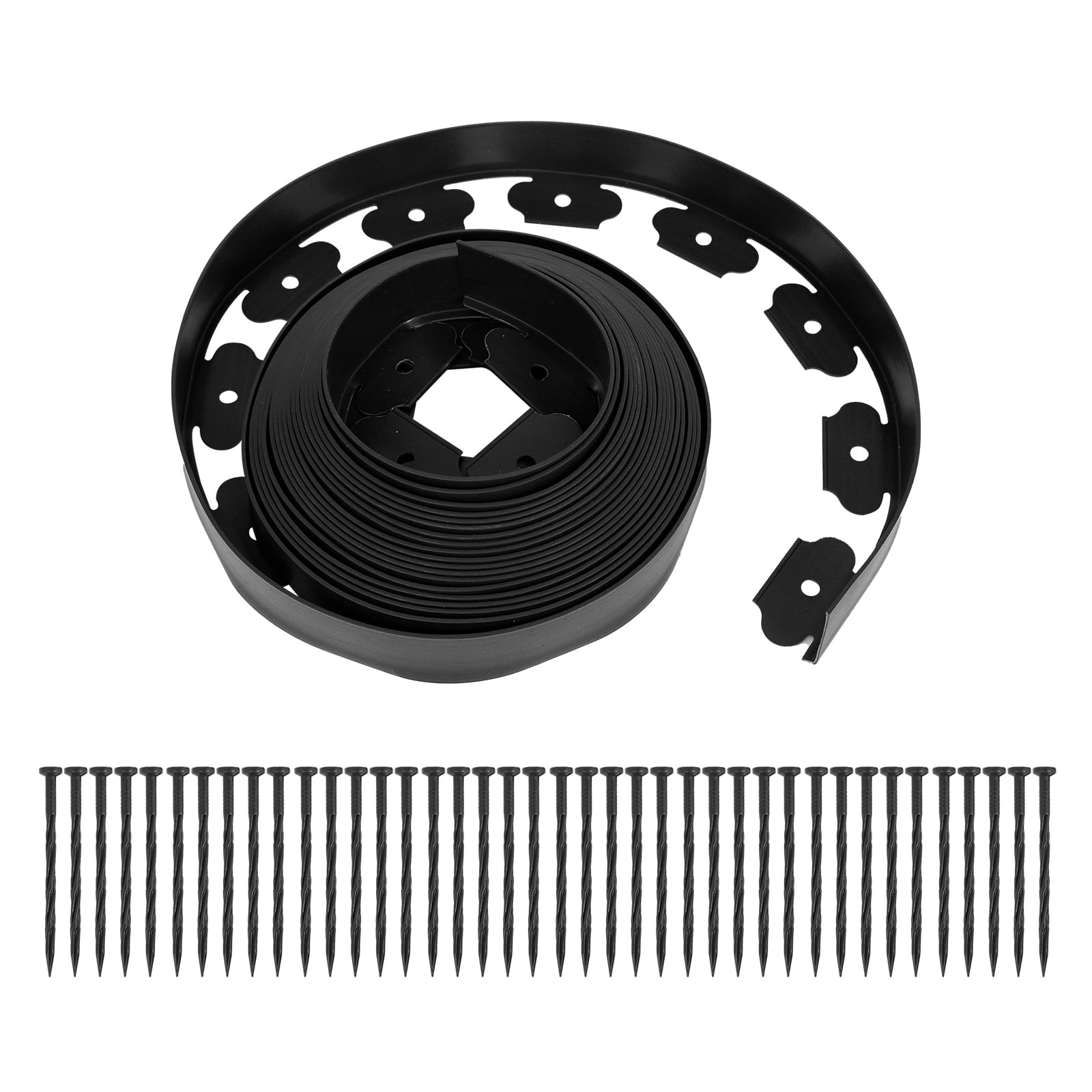2 Inch x 40FT Garden Edging Kit with 40 Spikes for Landscaping, Plastic Lawn Edging Border for Flower Beds,  Pathways, Black