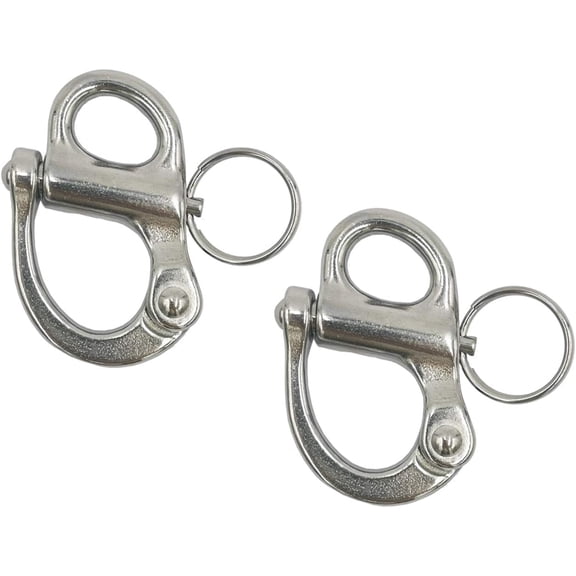 2 Inches Fixed Bail Snap Shackle for Bracelet Sail Boat Yacht 2 Pack | 316 Stainless Steel Quick Release Marine Rigging Shackles