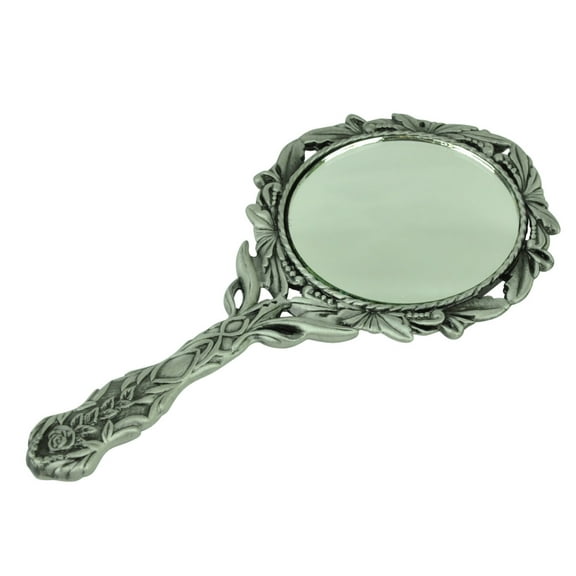 2 Inches Mirror Roses with 3 Inch Long Handle Metal Cast Pewter Glory Land