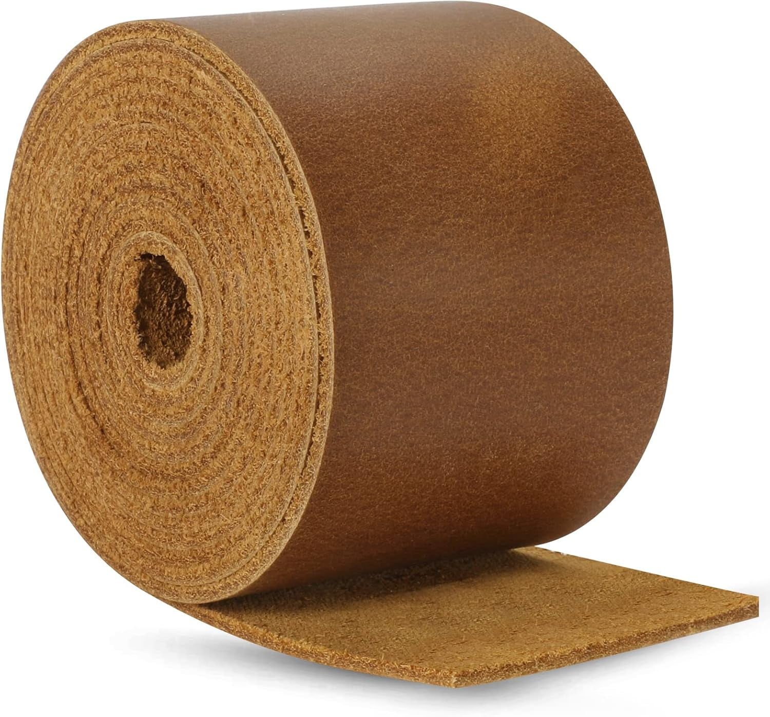 European Leather Works Full Grain Bison Hide Leather Strip - 6-7 Oz, Cognac, 1/2 X 50 Inches