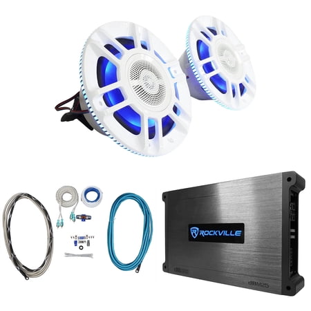 (2) Infinity KAPPA 8130M 8" 500w 3-Way Marine Speakers w/LED's+Amplifier+Amp Kit