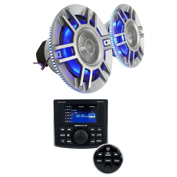 2 Infinity KAPPA 8135M 8" 500w Marine Speakers w/LED's+4-Zone Bluetooth Receiver