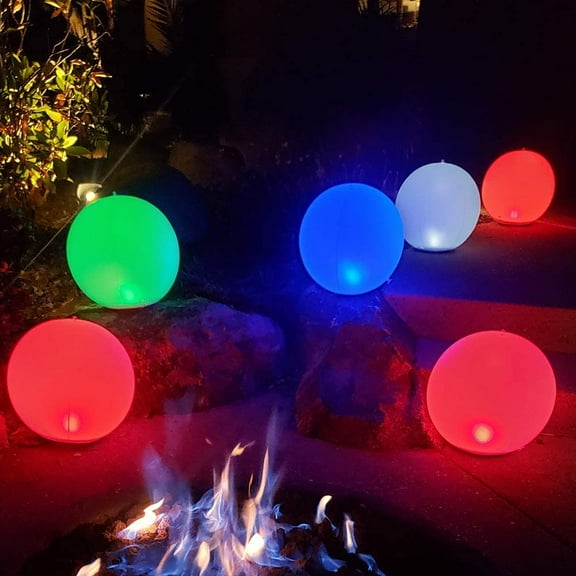 2 Inflatable LED Light Ball 14" Hangable Ball Night Light RGB Color Changing