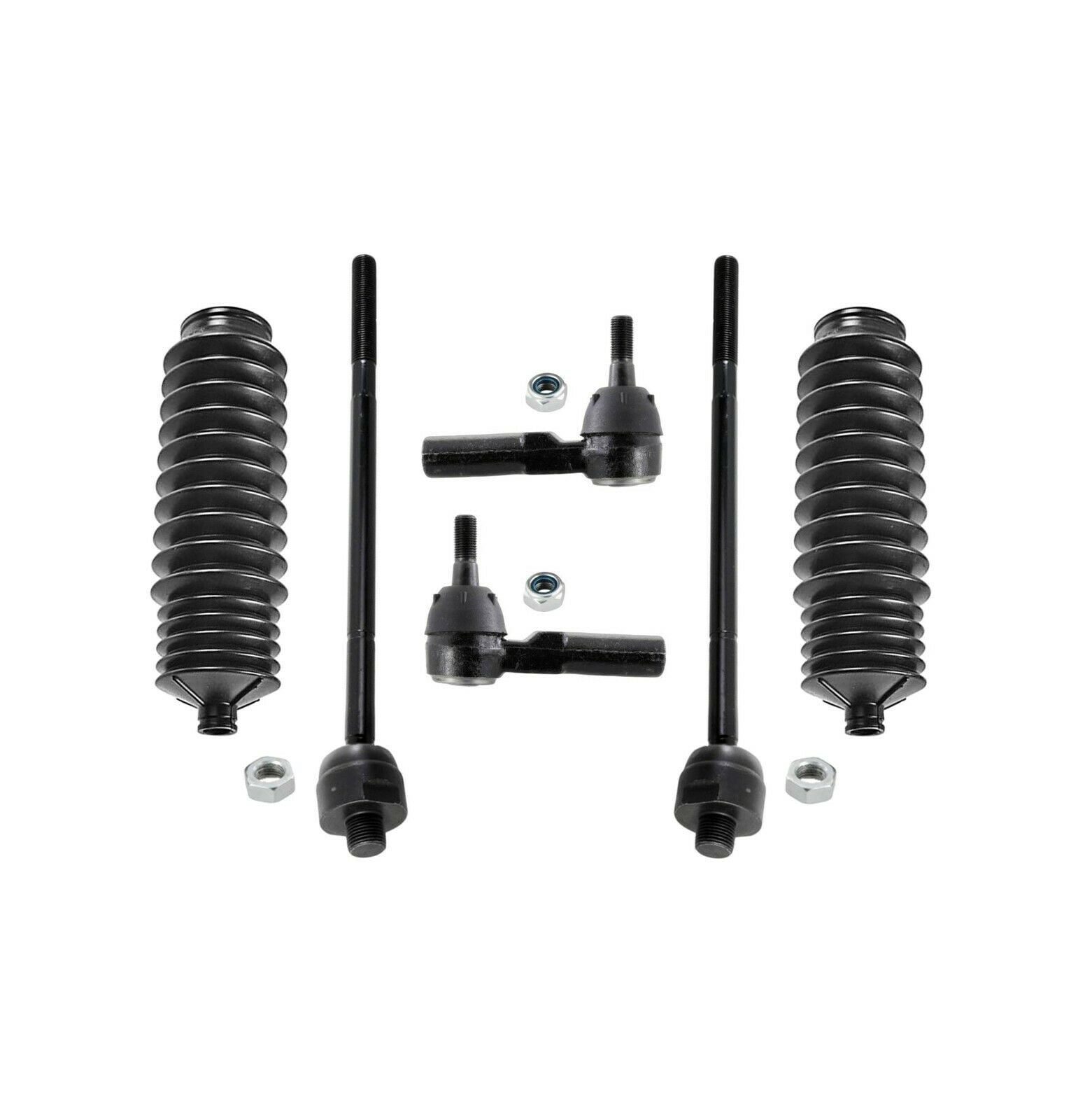 2 Inner Tie Rod Ends + 2 Outer Tie Rod Ends + 2 Rack & Pinion Bellow Boots Front Steering Kit Fits select: 1991-2002 SATURN SL1, 1991-2002 SATURN SL2