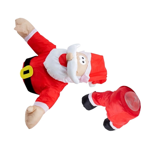 2. Interactive Crashing Santa Reindeer Ornament with Dynamic Kicking Motion & Suction Mount for Holiday Window Decor