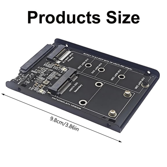 2 Interface M.2 + MSATA to SATA3.0 Converters Card with Metal Base for M.2 mSATA