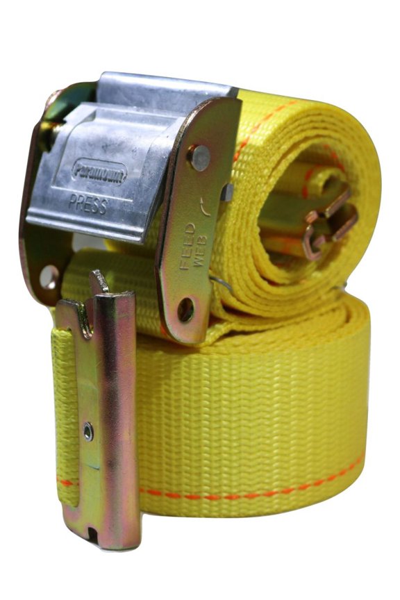 2" Interior Van Cam Buckle E-Track Strap w/ Spring E Fittings | LENGHTH OPTIONS Color: 12 ft Yellow
