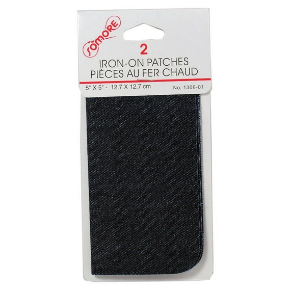 2 Iron On Patches Dark Blue Denim Jean Repair #1306-01
