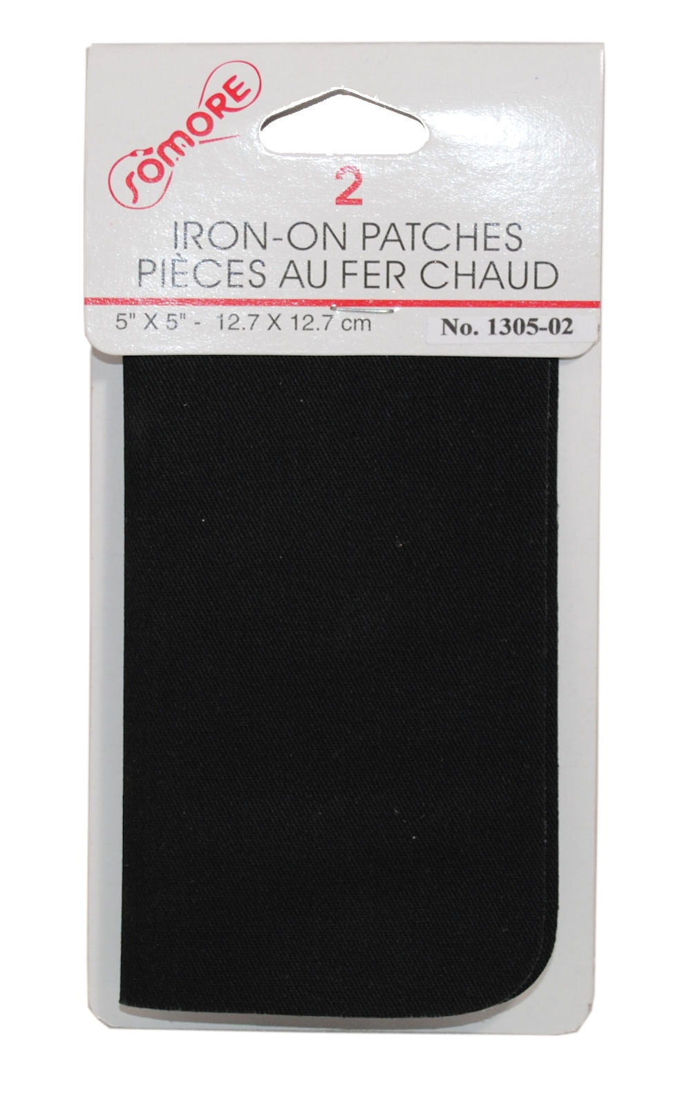 2 Iron On Repair Patches Mends fabric Black 5" x 5" 130502