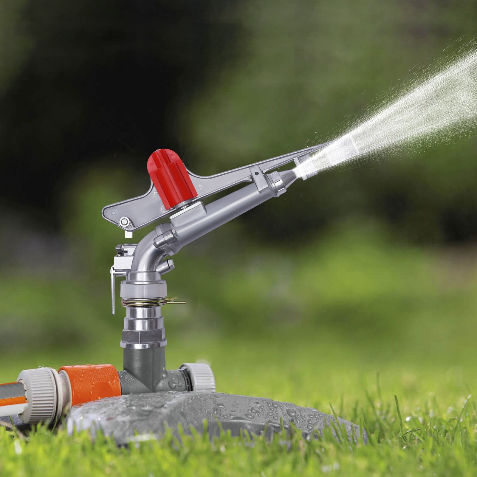 2'' Irrigation Spray Gun Sprinkler Gun Large 360°Adjustable Impact Area Water  17.3*9.3in for Farms, Orchards, Tea Gardens, Forestry