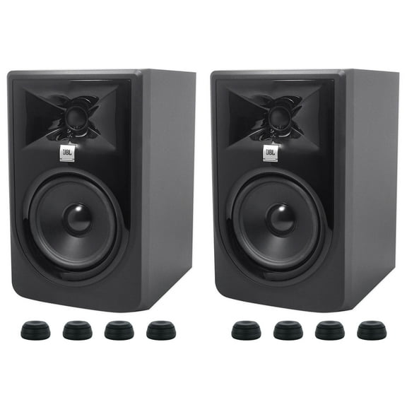 (2) JBL 305P MkII 5" 2-Way Powered Studio Reference Monitors+Isolation Feet Pads