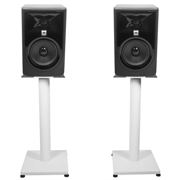 (2) JBL 305P MkII 5" Powered Studio Monitor Monitoring Speakers+White 21" Stands