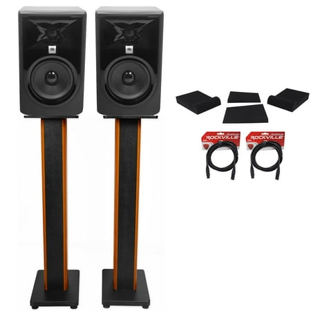 (2) JBL 305P MkII 5" Studio Monitors+36" Stands+Isolation Pads+XLR Cables